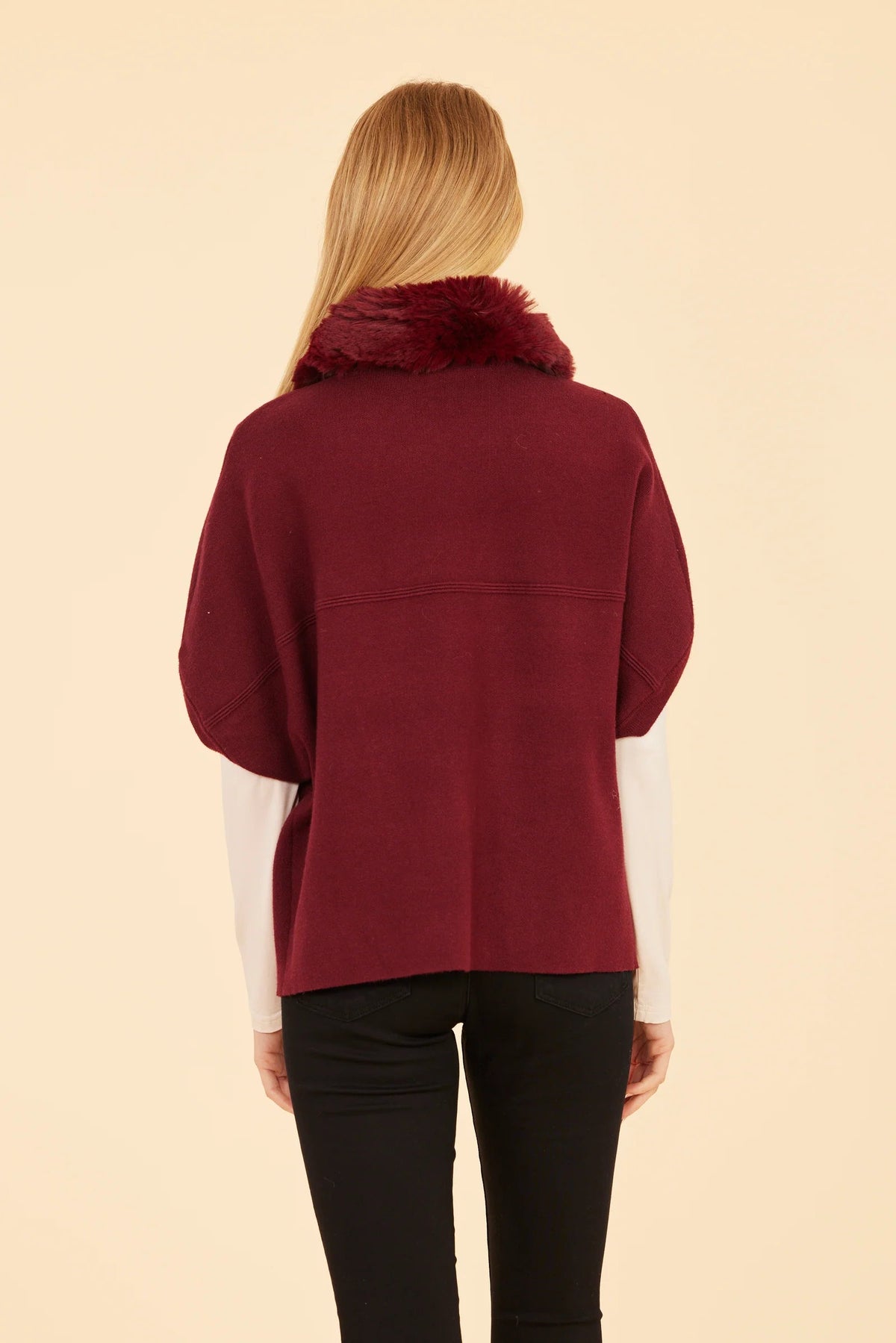 Faux Fur Collar Short Sleeved Cardigan Dolce Cabo