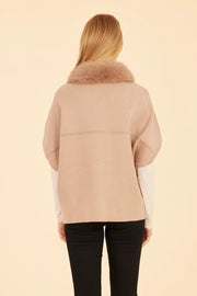 Faux Fur Collar Short Sleeved Cardigan Dolce Cabo