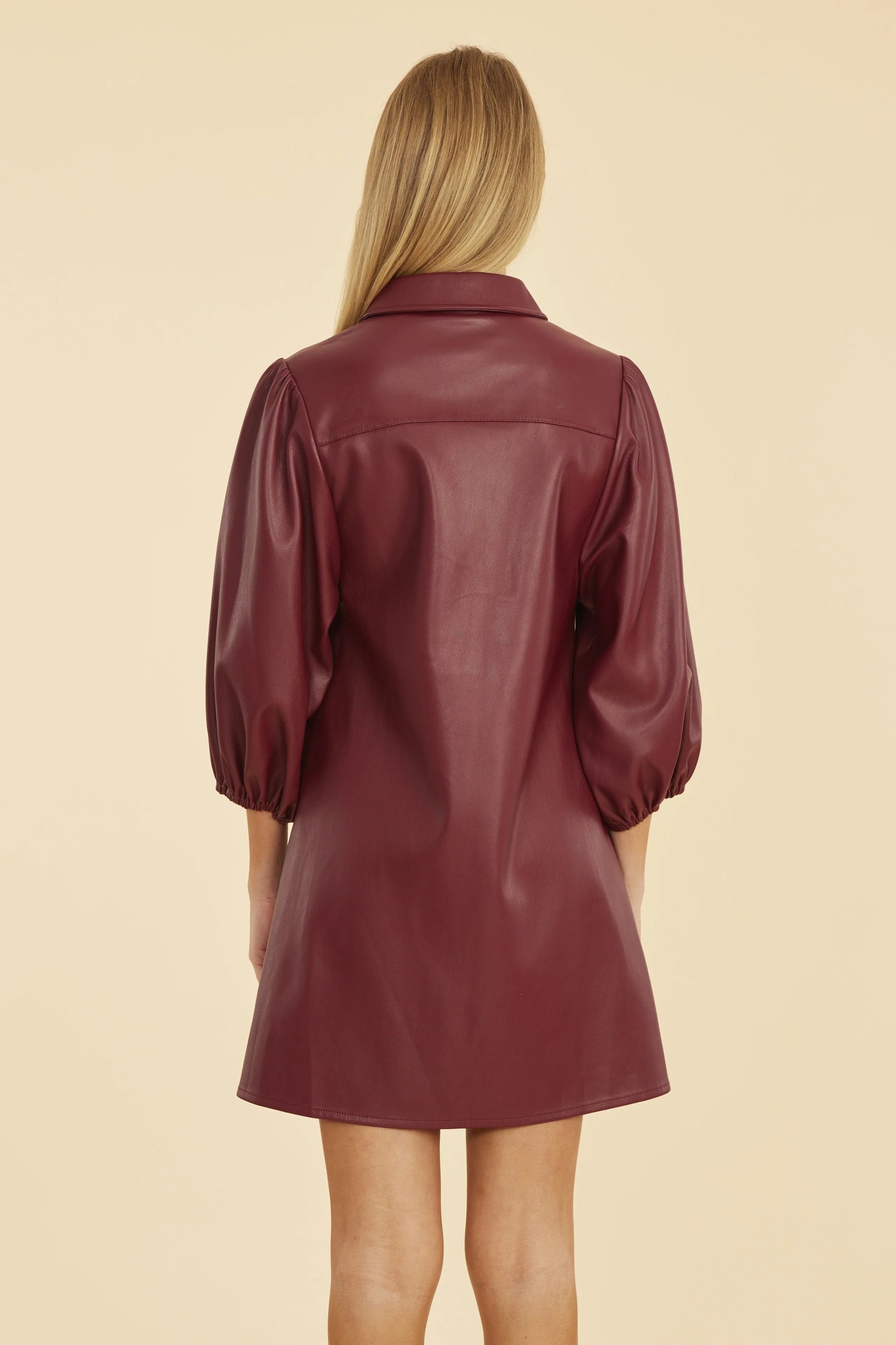 Faux Leather Puff Sleeve Dress Dolce Cabo