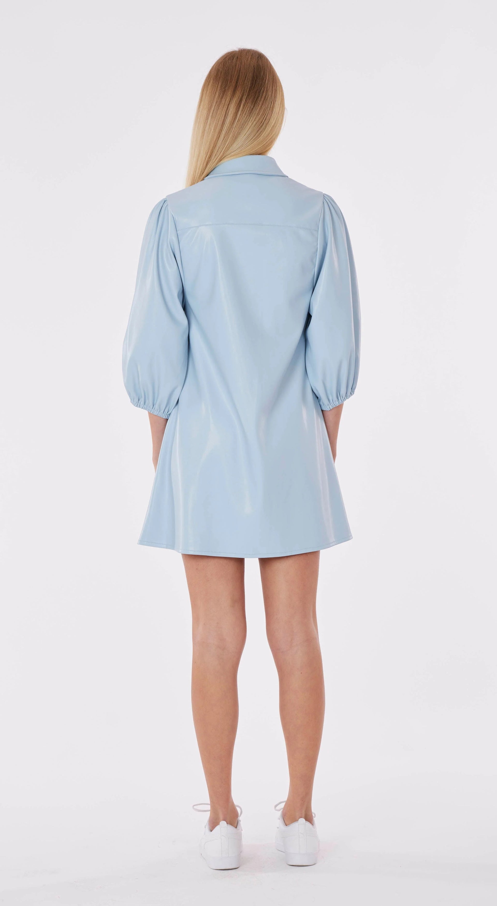 Faux Leather Puff Sleeve Dress Dolce Cabo