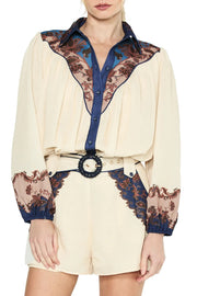 Sayla Print Button-Front Shirt Ciebon