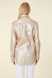 Metallic Faux Leather Button-Up Shirt Dolce Cabo