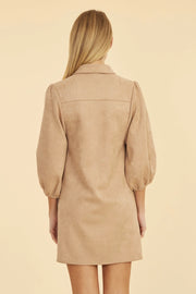 Faux Suede Puff Sleeve Shirt Dress Dolce Cabo