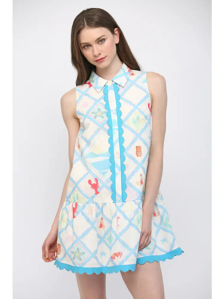 Summer Scallop Mini Dress