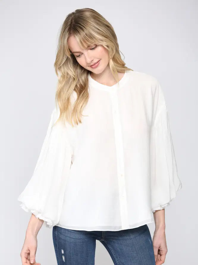 Puff Sleeve Button Down Shirt Fate