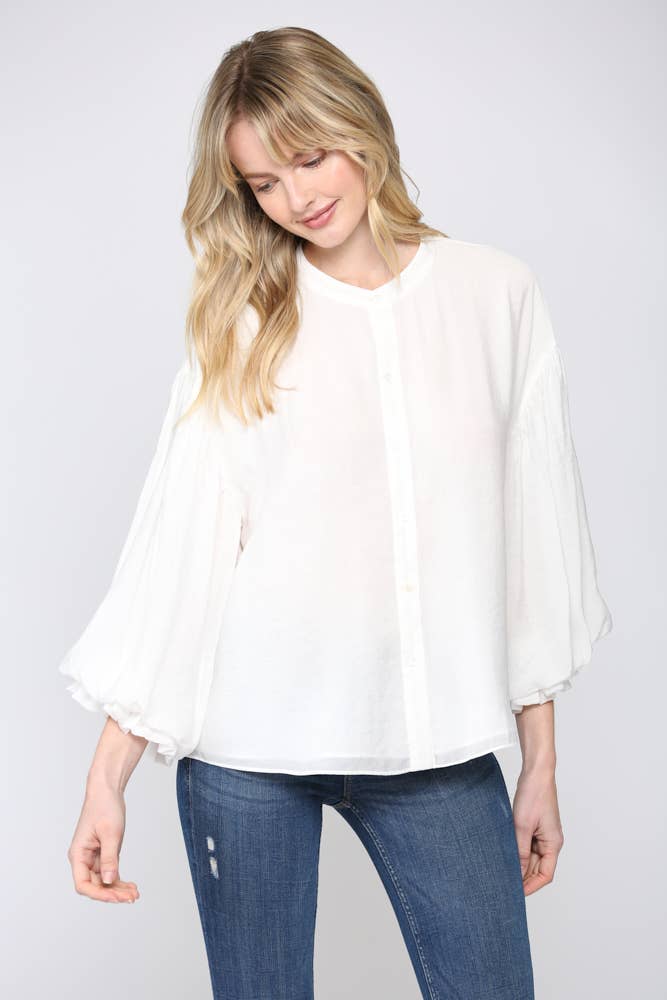 Puff Sleeve Button Down Shirt