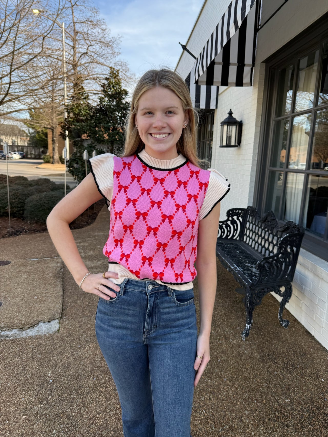 Pink Bow Sweater Tank