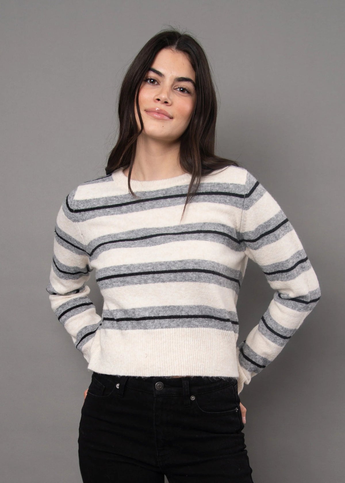Kaya Crew Neck Striped Sweater RD Style