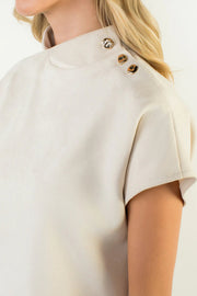 Short Sleeve Suede Top THML