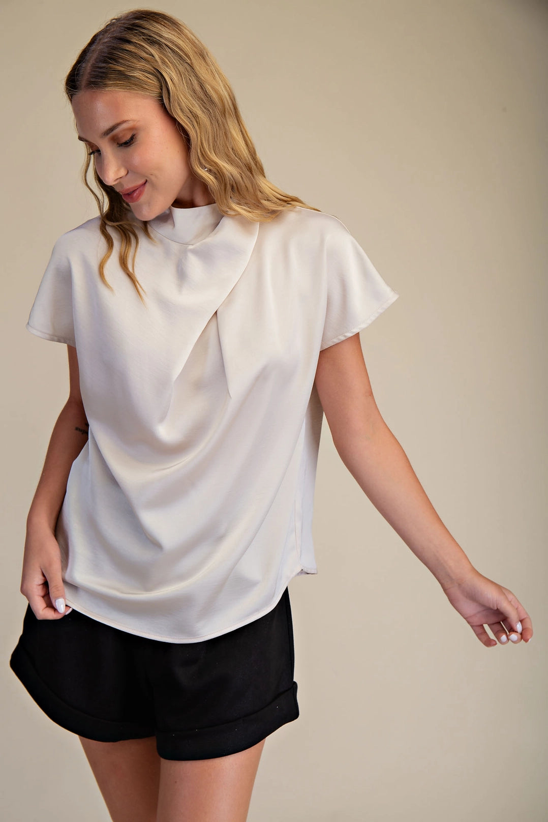 Cross Mock Neck Top Glam