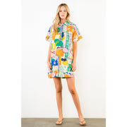 Short Sleeve Patterned Dress THML