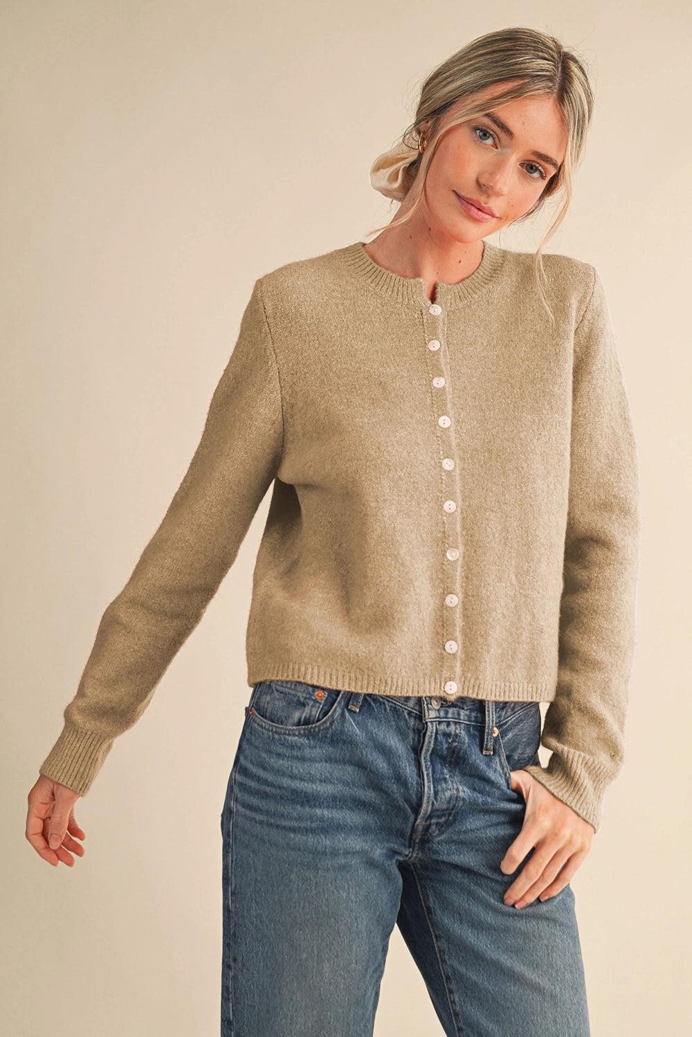 Marled Knit Sweater Cardigan Merci