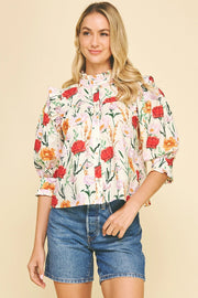 Floral Button Down Blouse Top Pinch