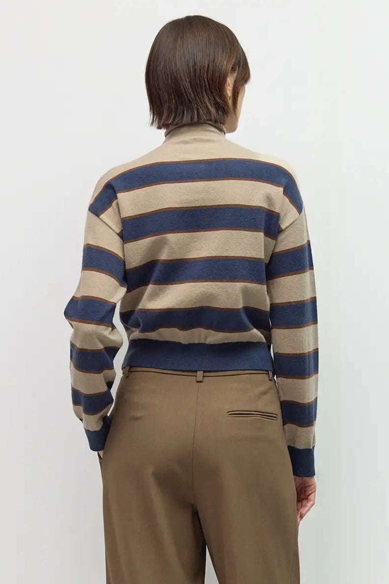 Striped Turtleneck Cardigan Mod Ref