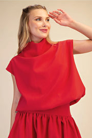 Mock Neck Balloon Top Glam