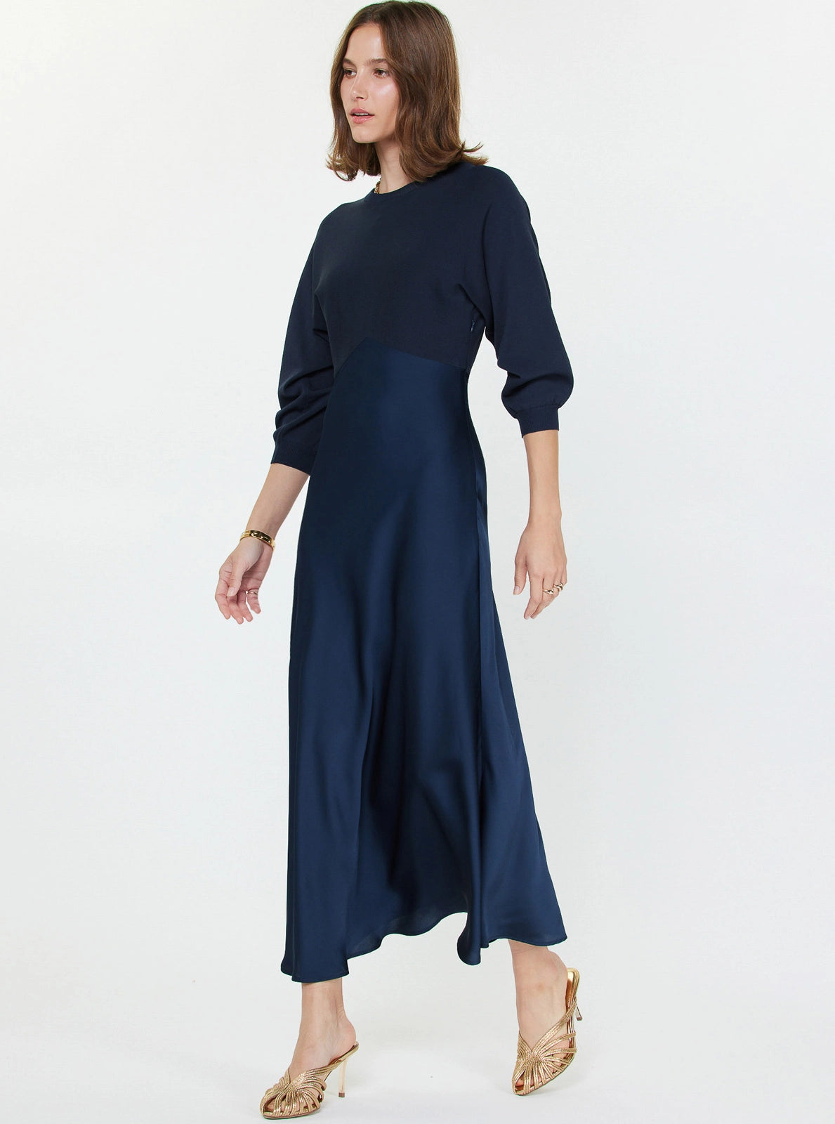 Sweater Mixed Media Midi Dress Current Air