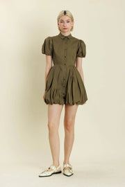Bubble Hem Mini Shirt Dress Aureum