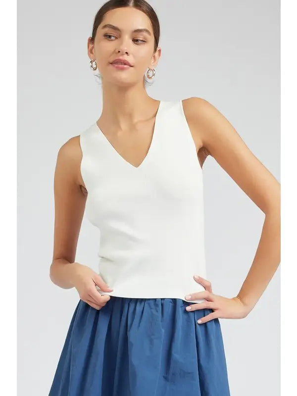Sleeveless V-Neck Sweater Top Current Air