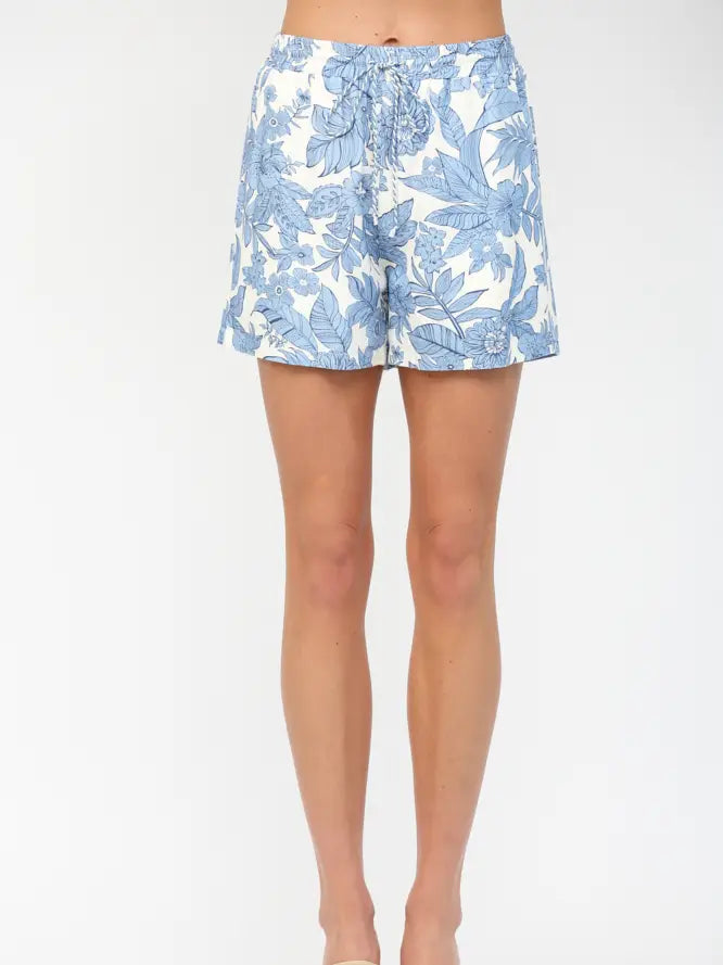 Floral Print Linen Blend Shorts Fate