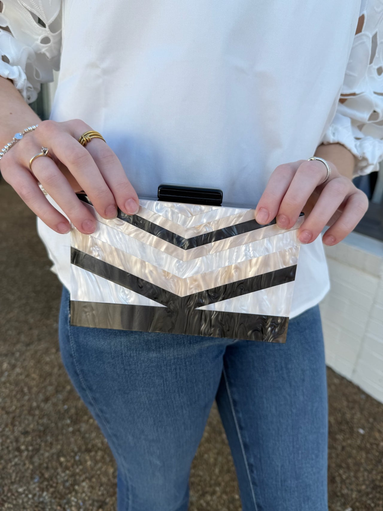 Chevron Pattern Acrylic Clutch