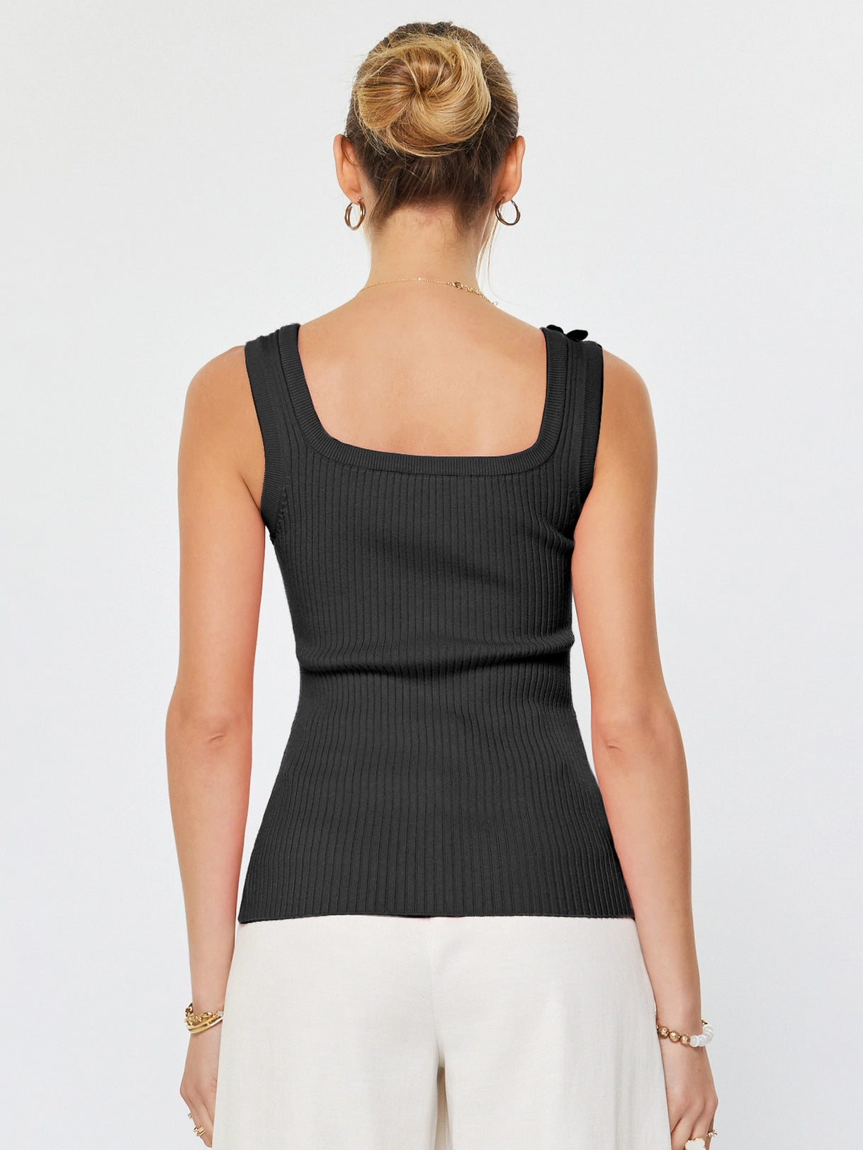 Floral Accent Ribbed Tank Top Current Air