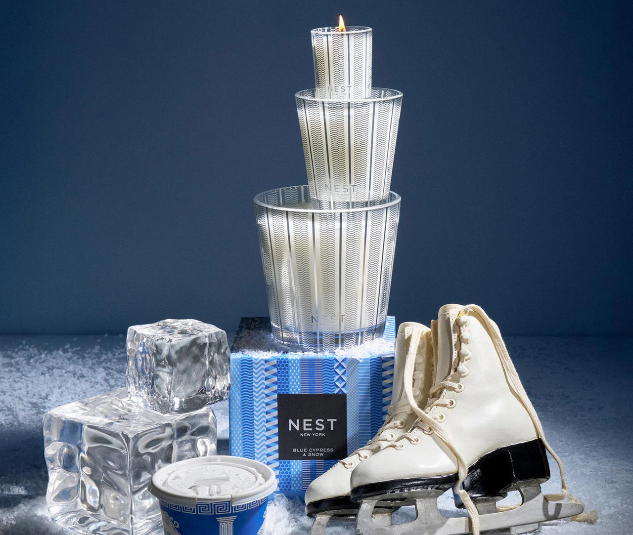 Nest Blue Cypress/Snow Votive 2oz Candle Nest