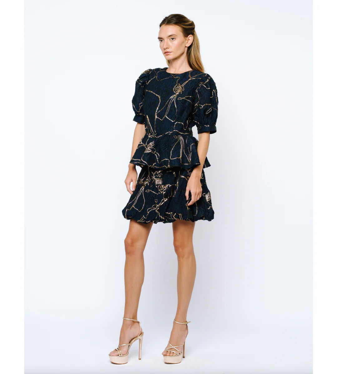 Tonje Jacquard Peplum Top Ciebon