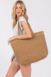 Solid Crochet Straw Tote Bag Mimi Wholesale