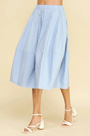 Pleated Poplin Midi Skirt Pinch
