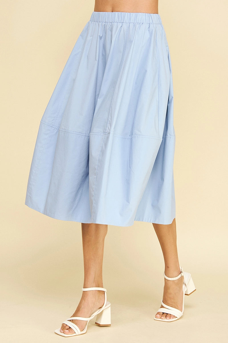 Pleated Poplin Midi Skirt Pinch