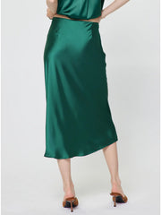 Elasticized Waist Satin Midi Skirt Current Air