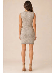 Twisted Detail At the Waist Animal Pattern Sleeveless Knit Dress Fate