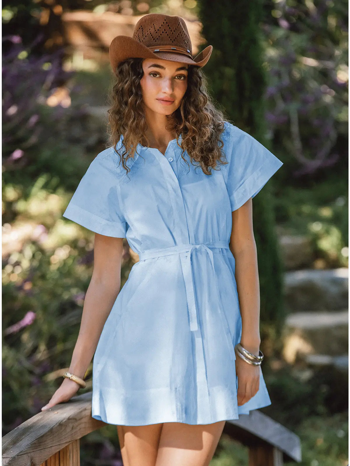 Poplin Button-Down Mini Dress Current Air