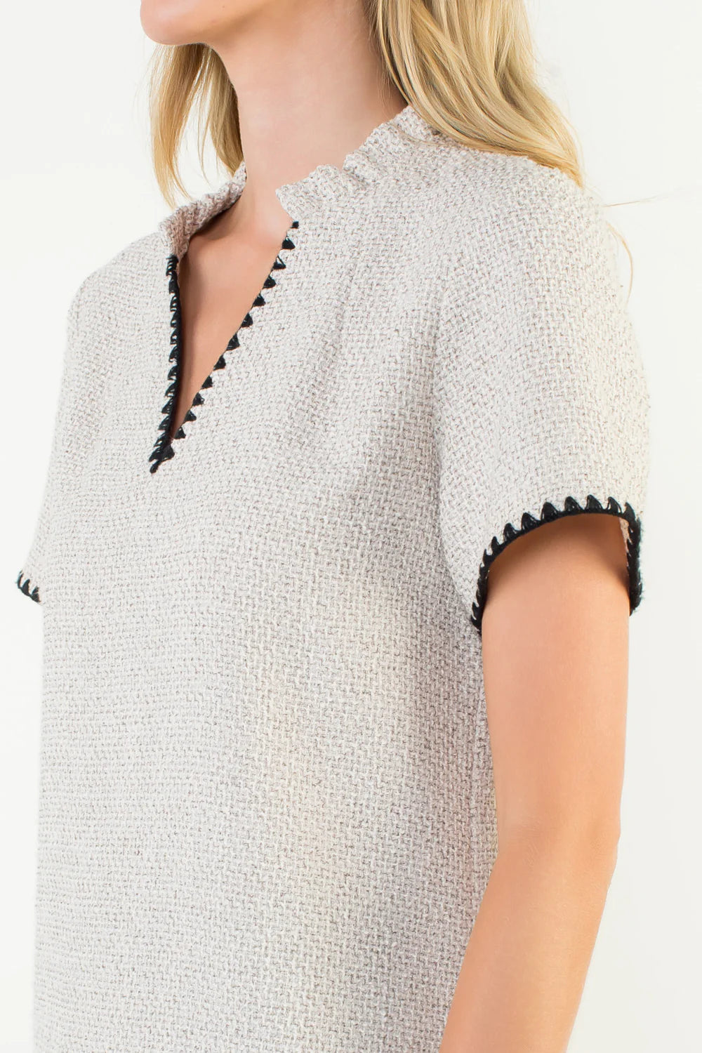 Short Sleeve Tweed Top THML