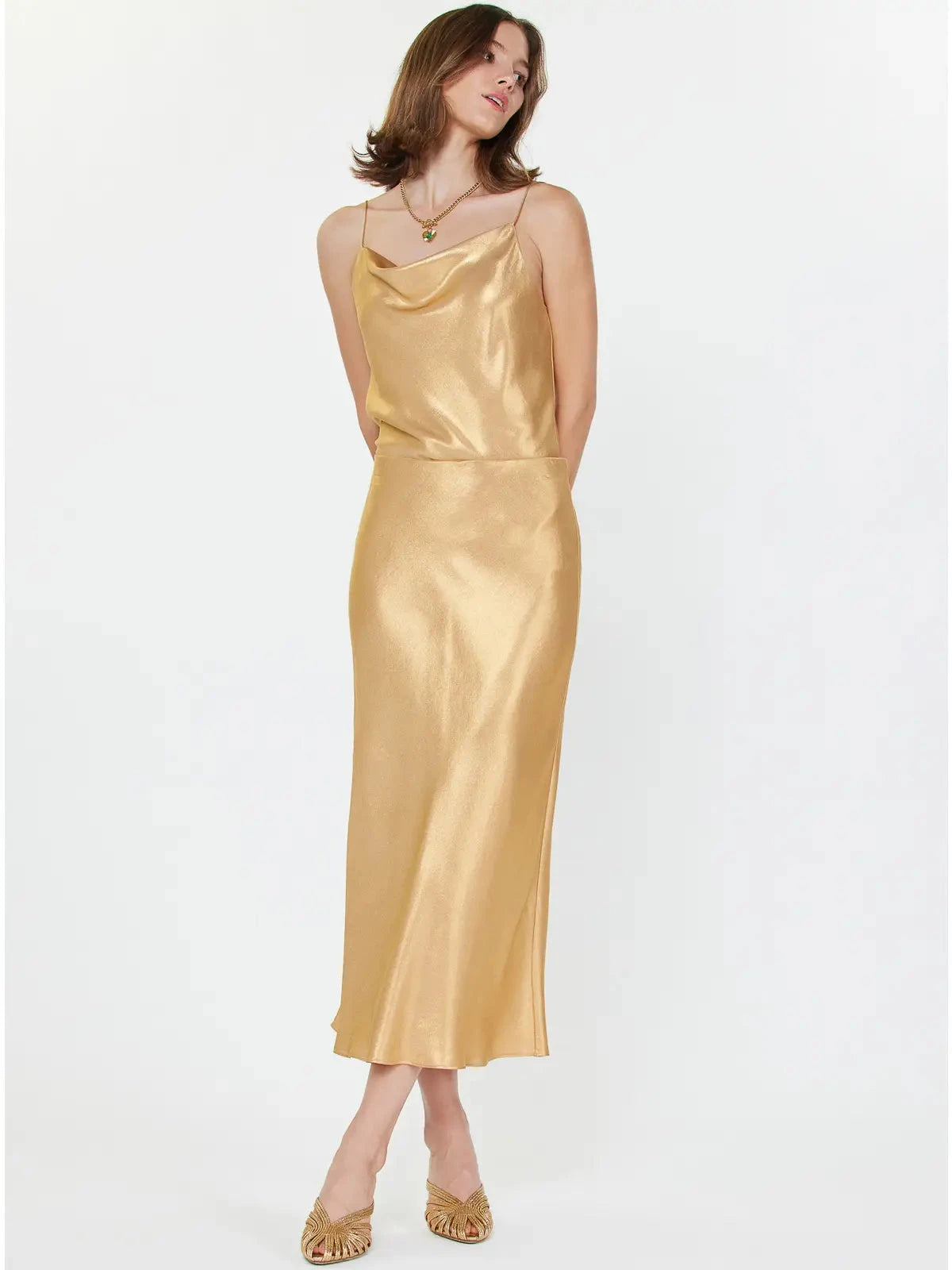 Gold Bias Midi Skirt Current Air