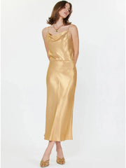 Gold Bias Midi Skirt Current Air