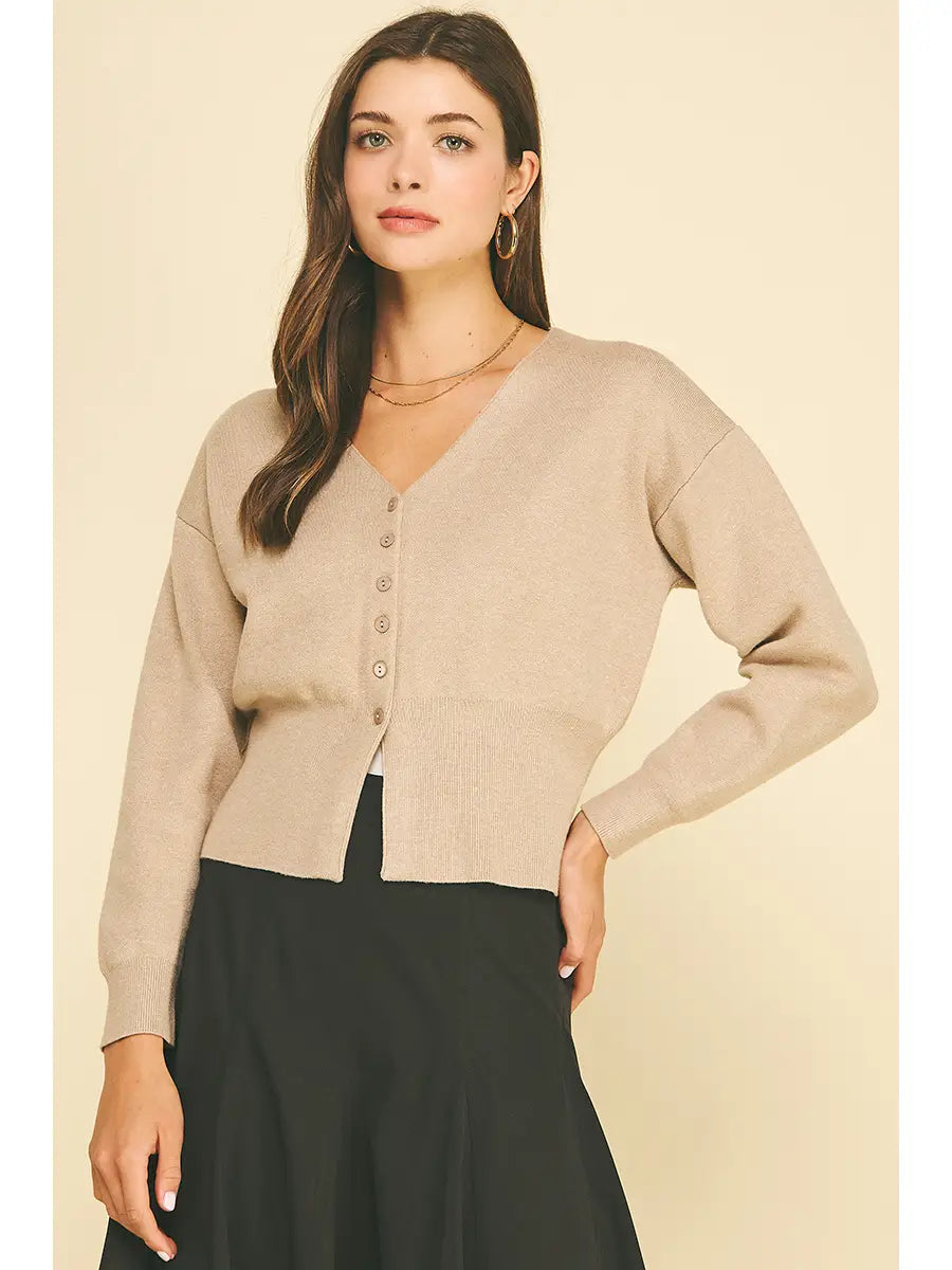V-Neck Button Down Cardigan Pinch