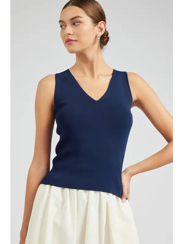 Sleeveless V-Neck Sweater Top Current Air