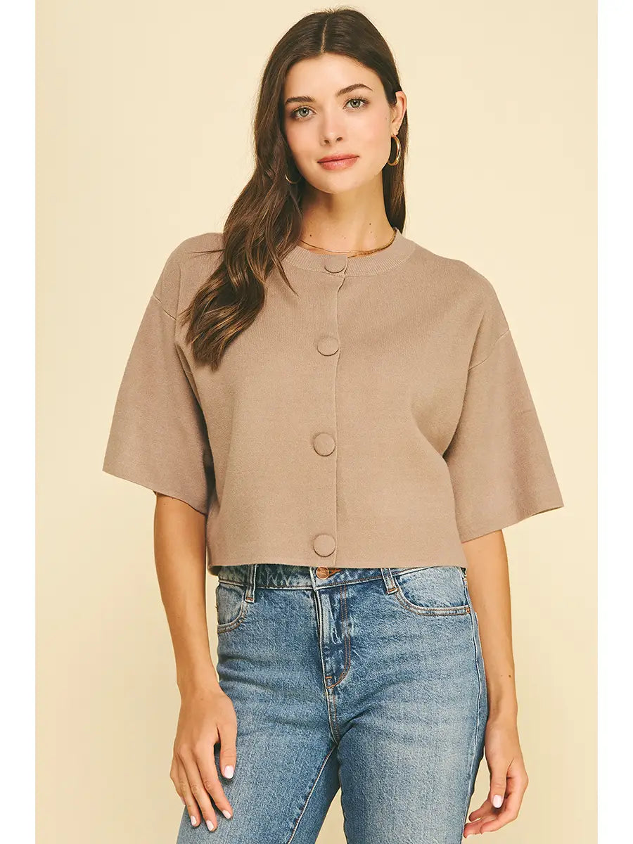 Button Down Crop Knit Sweater Pinch