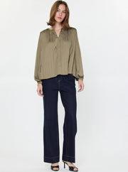 Pleated Long Sleeve Blouse Current Air