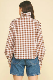 Gingham Check Ruffled Collar Shirt Pinch