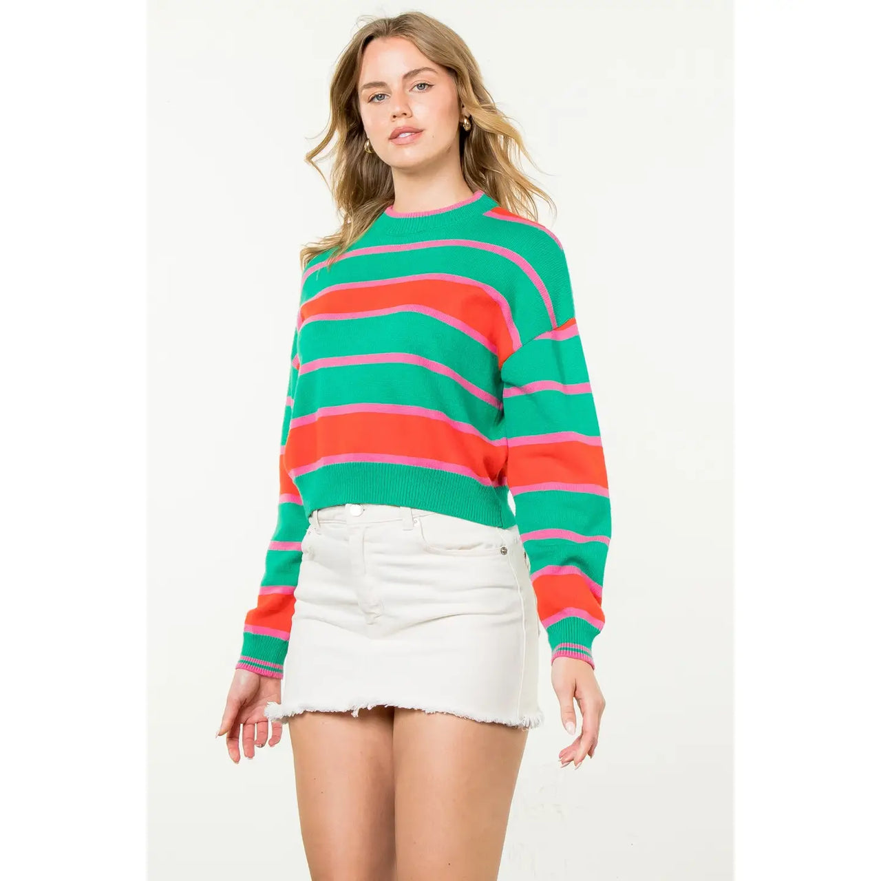 Striped Pattern Knit Sweater