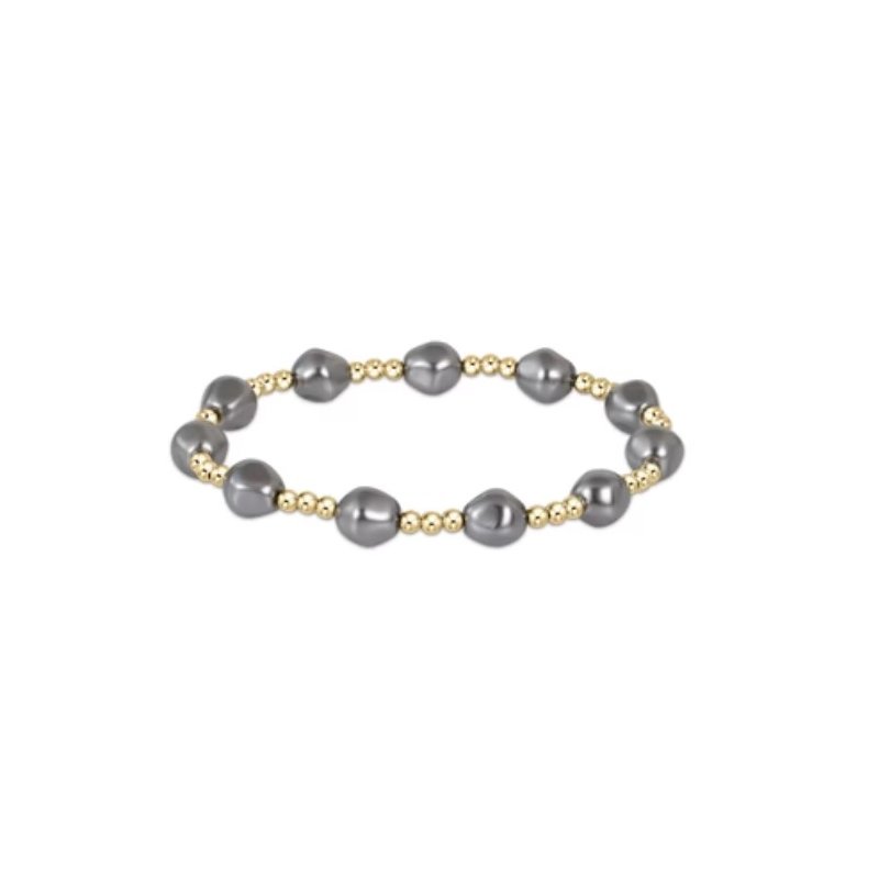 Admire Gold 3mm Bead Bracelet - Pearl Dark Grey | enewton