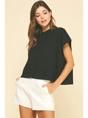 Button Down Cap Sleeve Sweater Pinch