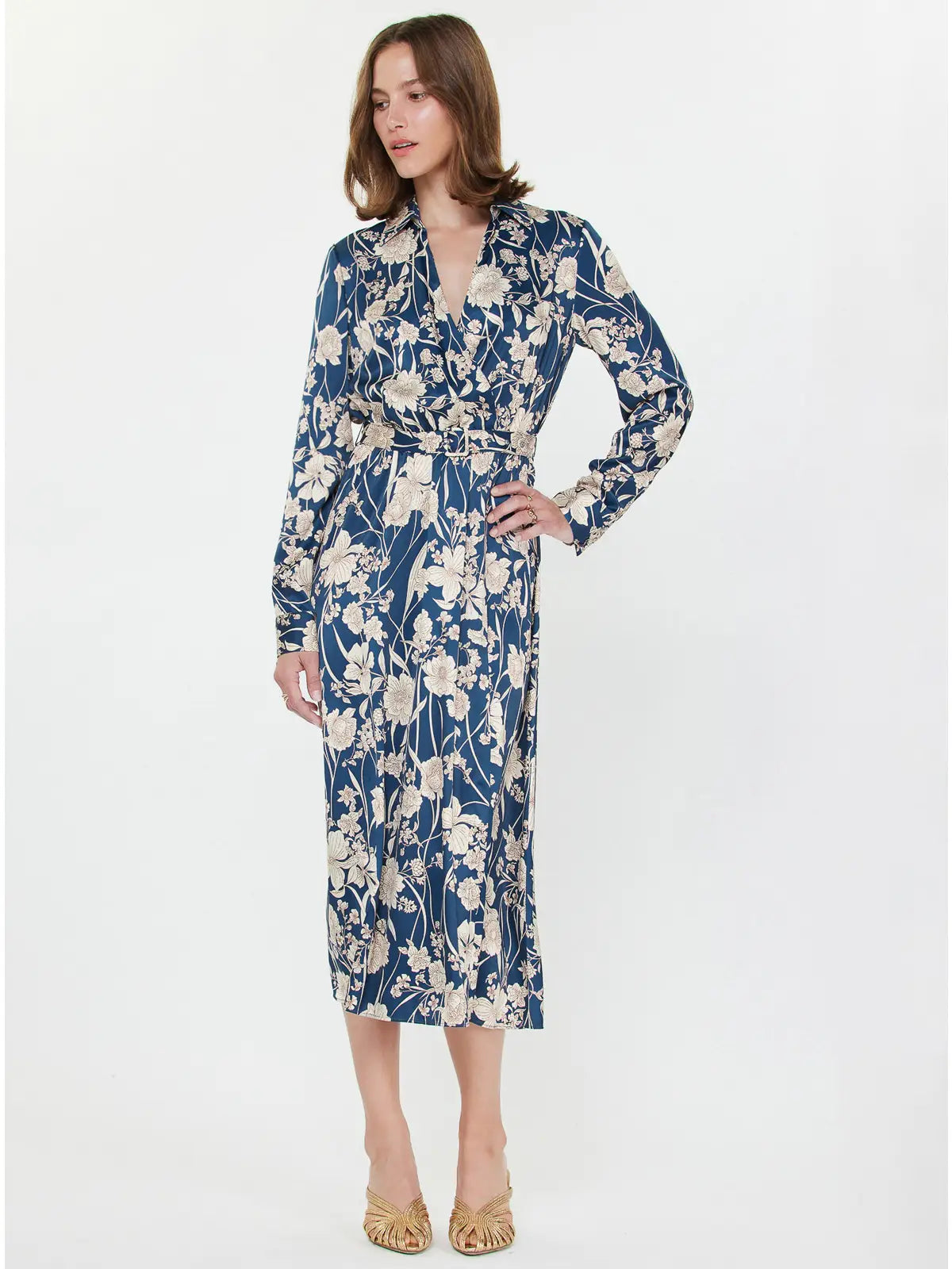 Floral Printed Midi Wrap Dress Current Air