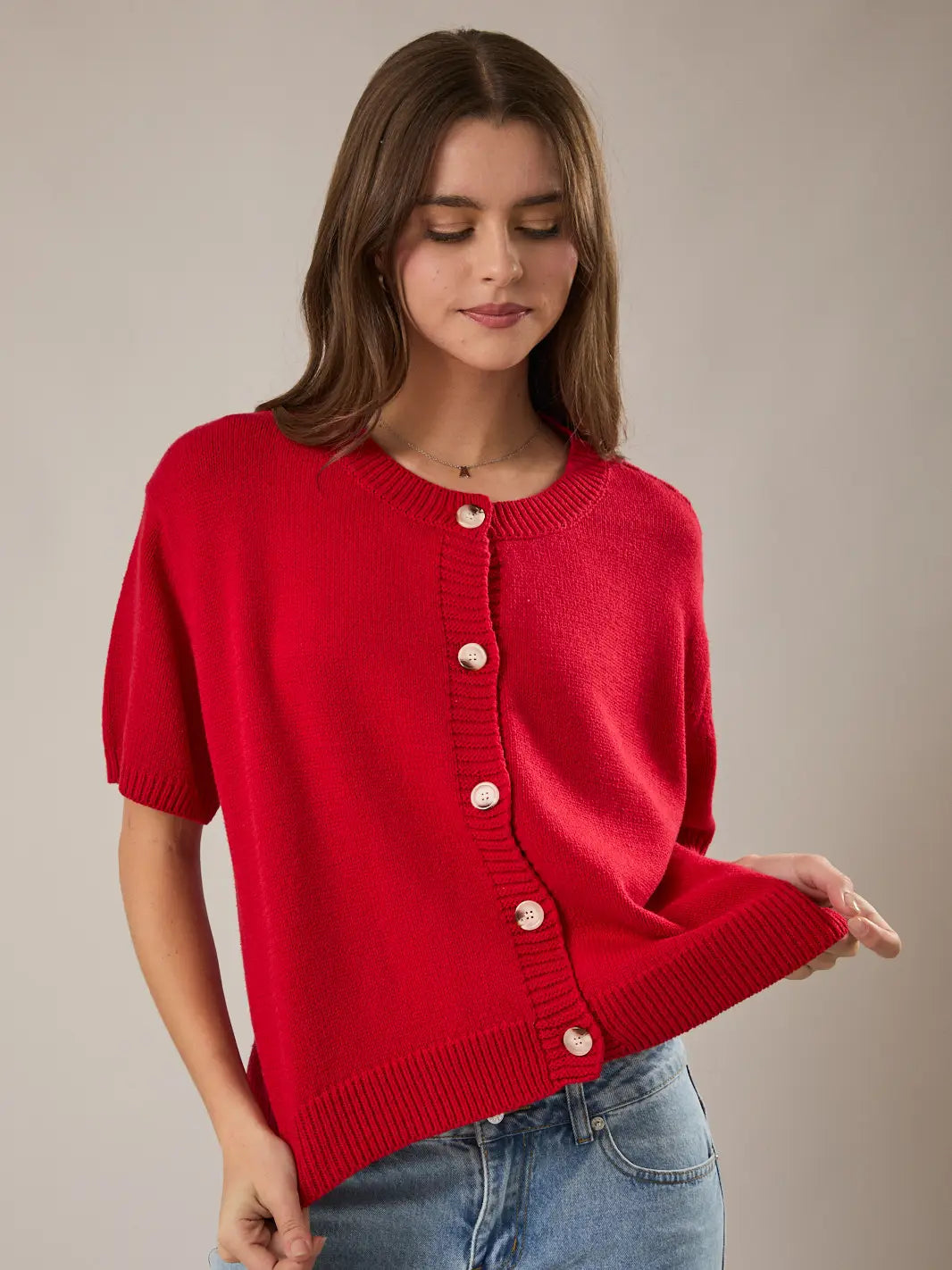 Short Sleeve Sweater Cardigan Le Lis