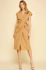V-Neck Wrap Midi Dress Pinch