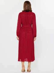 Pleated Surplice V-Neck Maxi Dress Current Air