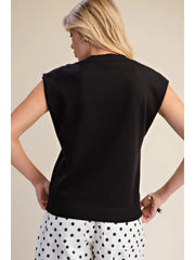 Knit Top Pullover Round Neck Sleeveless Glam