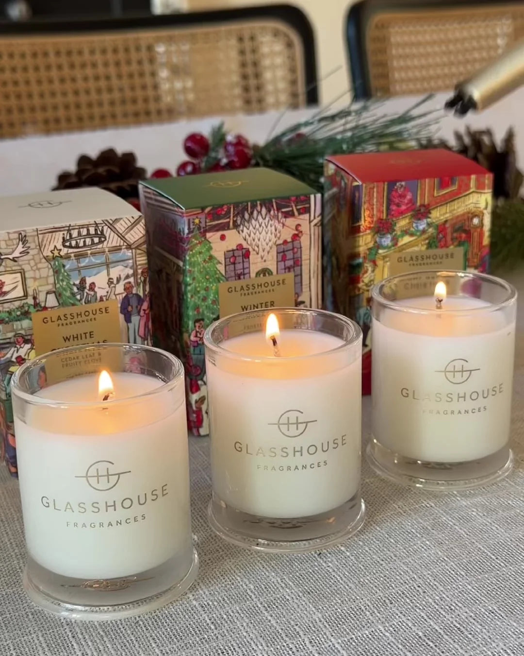 Christmas Candle Trio - 2.1oz | Glasshouse Fragrances Glasshouse Fragrances